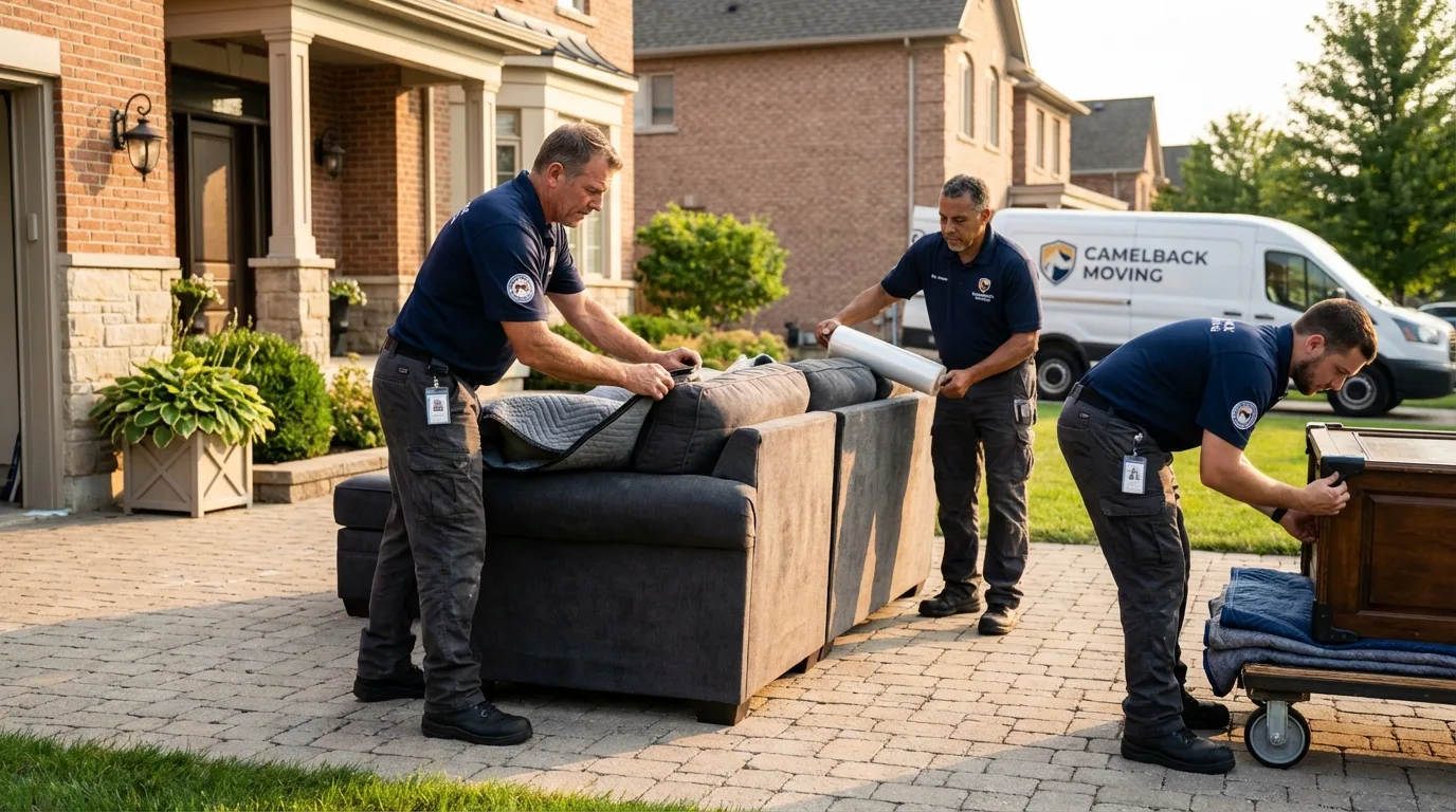 Large estate moving crew wrapping furniture in Clyde, NC